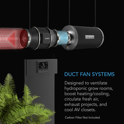 AC Infinity CloudLine T10 250mm Inline Fan with Temp/Humidity Controller