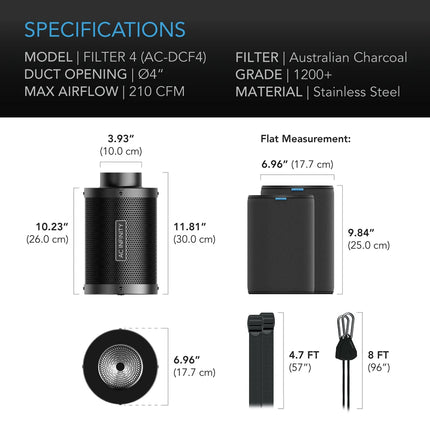 AC Infinity 100mm Carbon Filter with Australian Charcoal