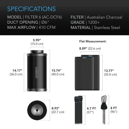 AC Infinity 150mm Carbon Filter with Australian Charcoal